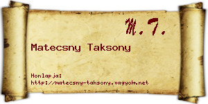 Matecsny Taksony névjegykártya